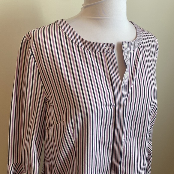 Milly Michelle Bell Sleeve Striped Shirting Button Down - Picture 6 of 9